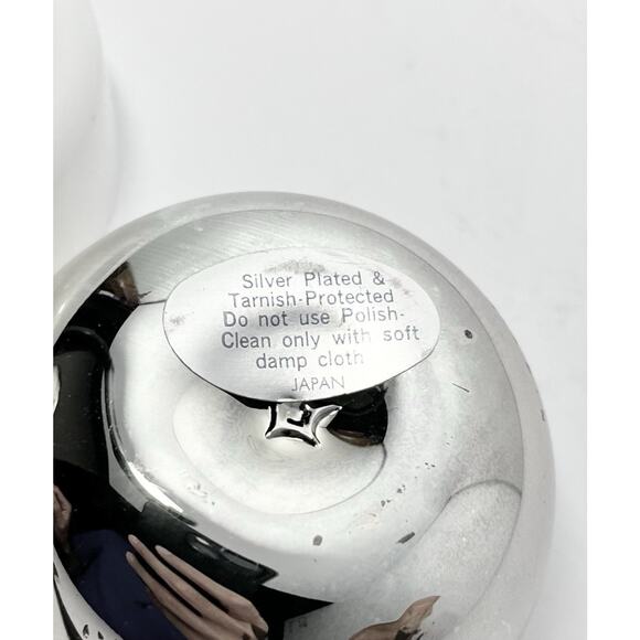 Vintage Silverplate Miniature 3-Shaker Salt & Pepper Cruet, Apple Condiment Dish - Picture 13 of 13